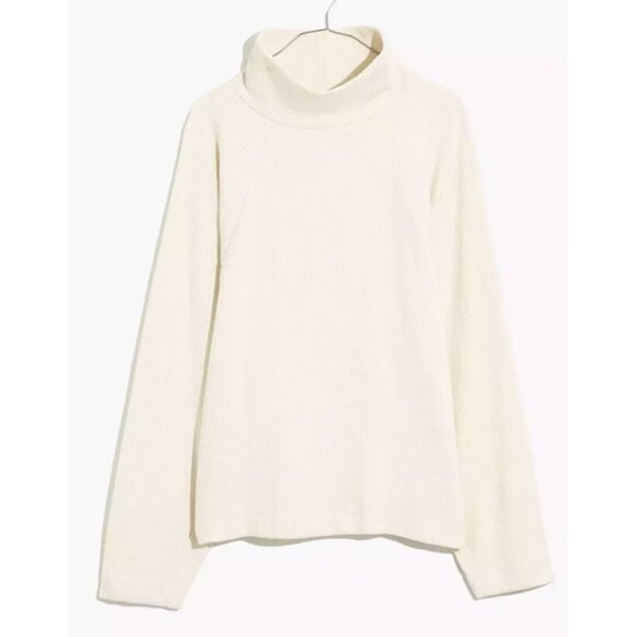 Madewell Brushed Herringbone Jacquard Turtleneck Top Funnel Neck Cream Ivory S - Picture 3 of 16